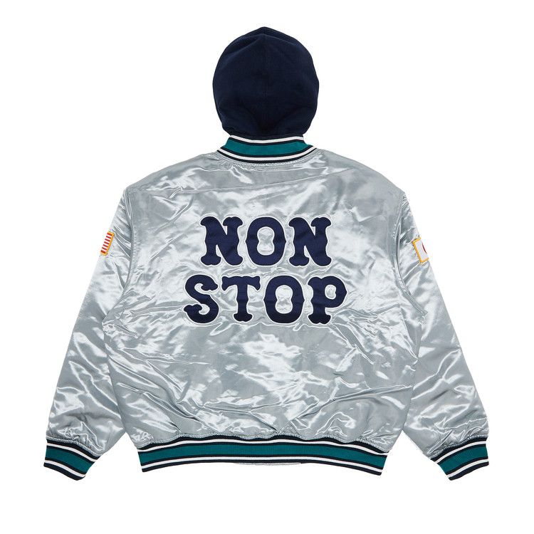 Supreme x Homerun Satin Hooded Varsity Jacket 'Silver'