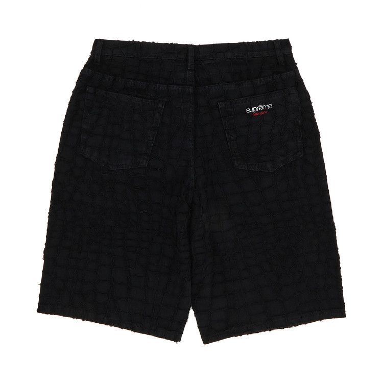 Supreme Frayed Croc Baggy Denim Short 'Black'