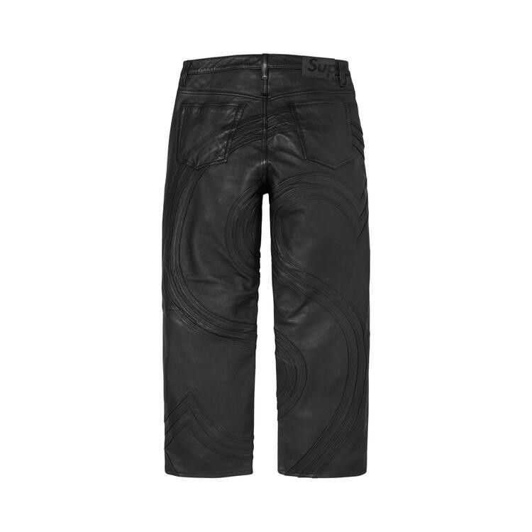 Supreme S Logo Leather Baggy 5-Pocket Jean 'Black'