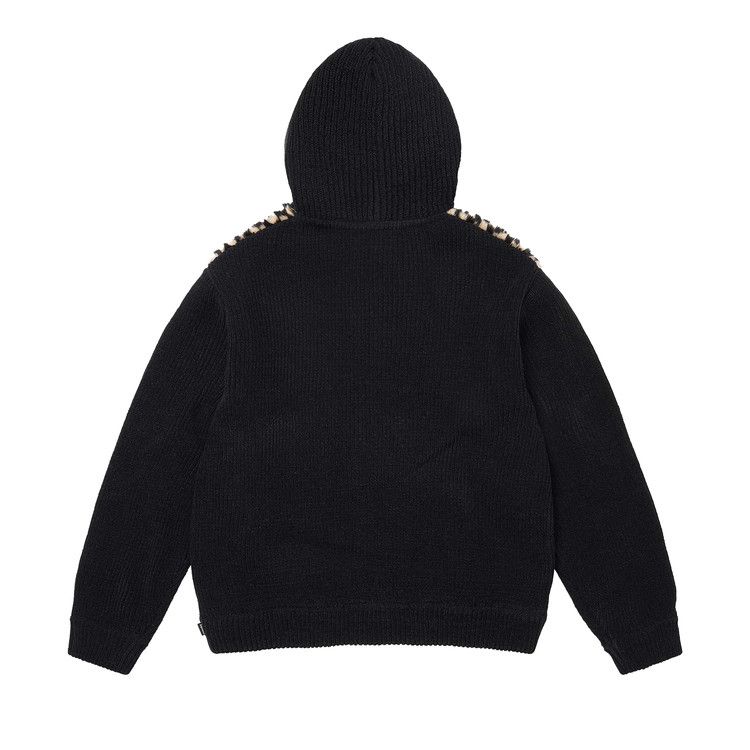 Supreme Checkerboard Faux Fur Zip Up Hooded Sweater 'Black'