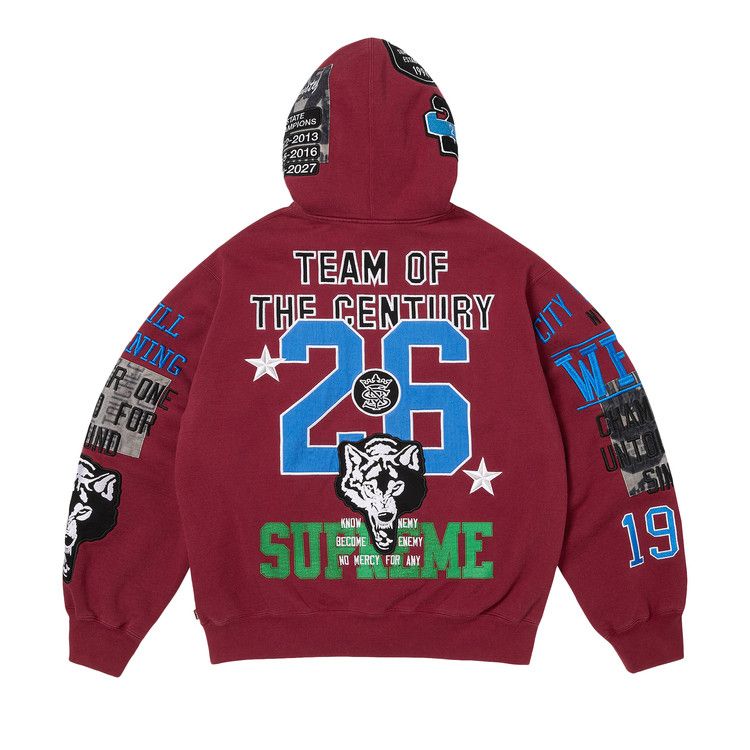 Supreme Warriors Appliqué Zip Up Hooded Sweatshirt 'Cardinal'