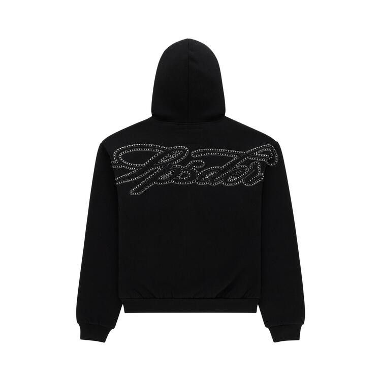Sp5der Rhinestone Script Full Zip Hoodie 'Black'