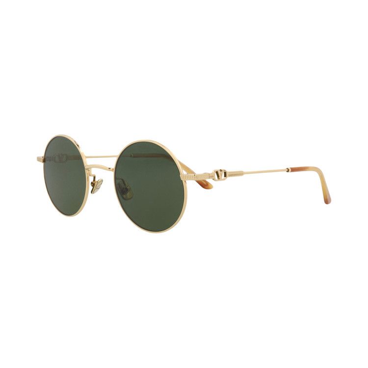 Valentino Round-Frame Metal Sunglasses 'Gold/Green'