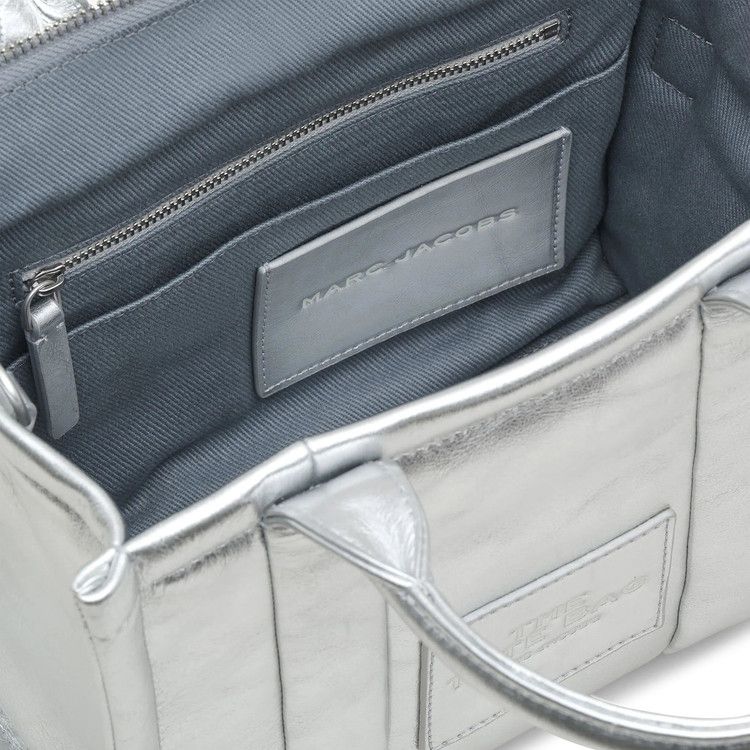 Marc Jacobs Metallic Leather Small Tote Bag 'Silver'