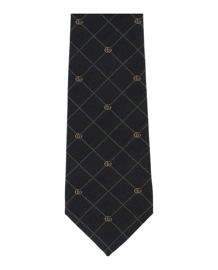 Gucci Double G/Check Silk Jacquard Tie 'Blue'