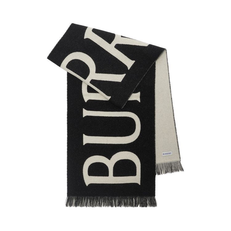 Burberry MU Text Logo Wool Scarf 'Black/Calico'