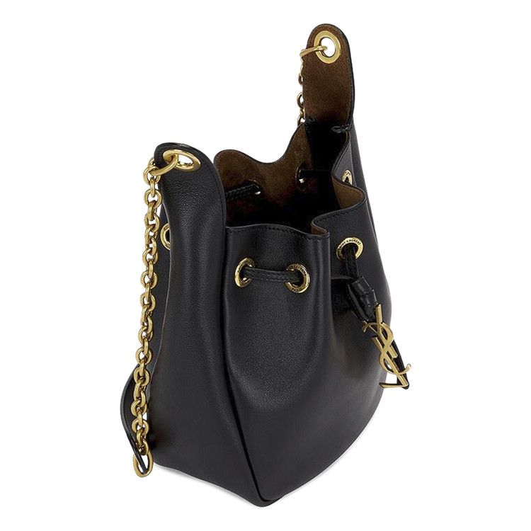 Saint Laurent Cassandre Supple Bucket Bag 'Nero/Caramel Co'