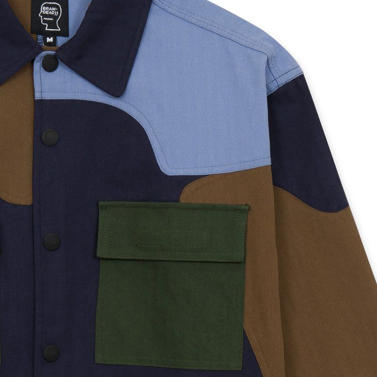 Brain Dead Patchwork Military Field Shirt Jacket 'Navy'