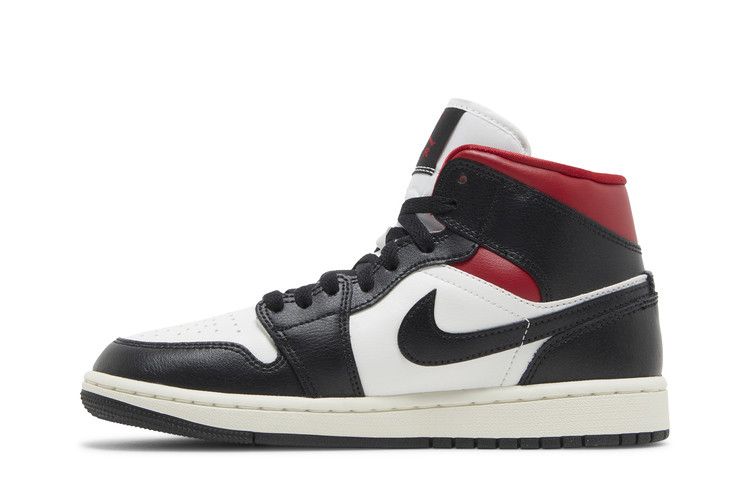 Wmns Air Jordan 1 Mid 'Black Sail Gym Red'