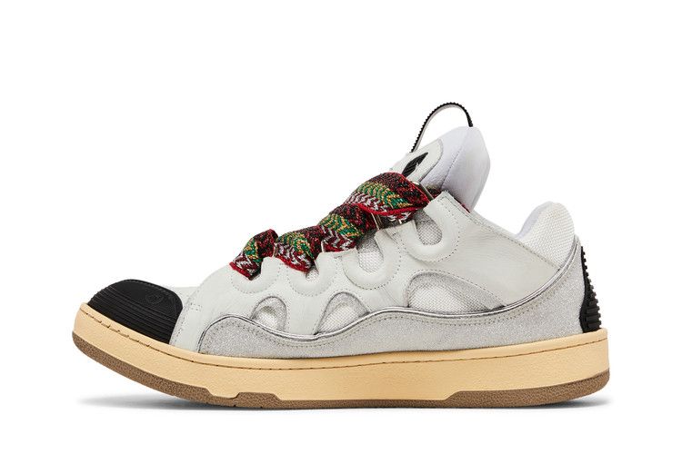 Lanvin Curb Leather and Glitter Sneakers 'White'