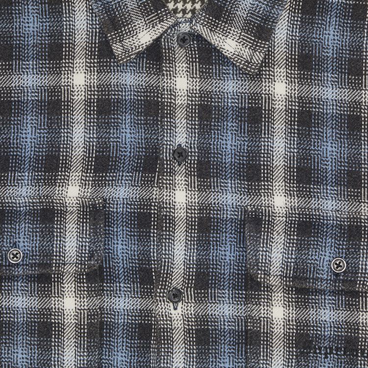 Supreme Houndstooth Plaid Flannel Shirt 'Navy'