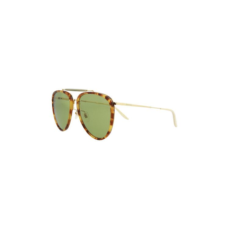 Gucci Aviator Sunglasses 'Havana/Gold/Green'
