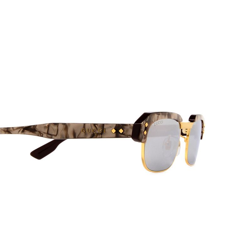 Gucci Rectangular Frame Sunglasses 'Brown/Silver'
