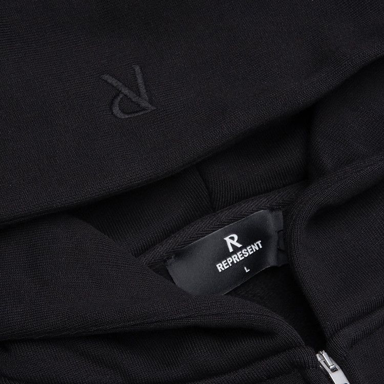 Represent Clo Initial Boxy Oversized Zip Through Hoodie 'Black'