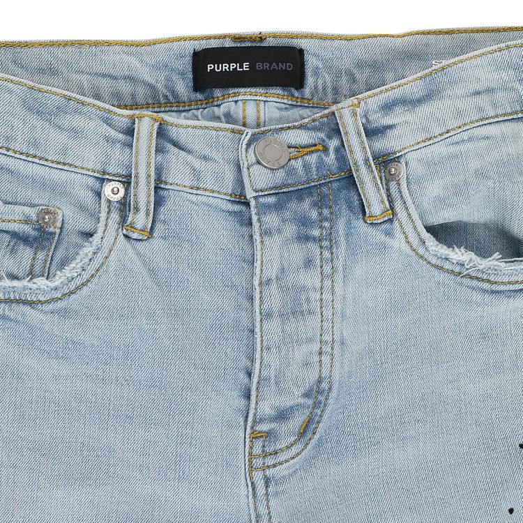 PURPLE BRAND Flocked Painted Wordmark Skinny Jeans 'Indigo'