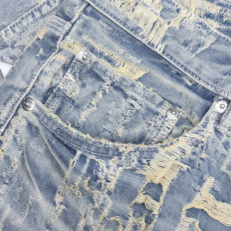 PURPLE BRAND Bead Splatter Destroy Shorts 'Light Indigo'