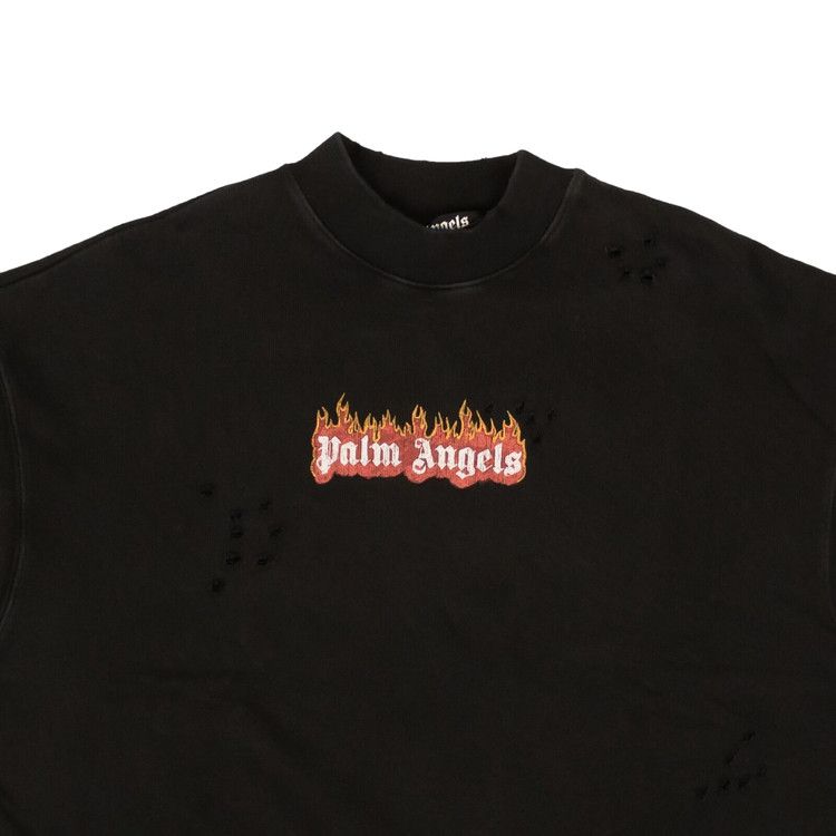 Palm Angels Burning Logo Crewneck 'Black/White'