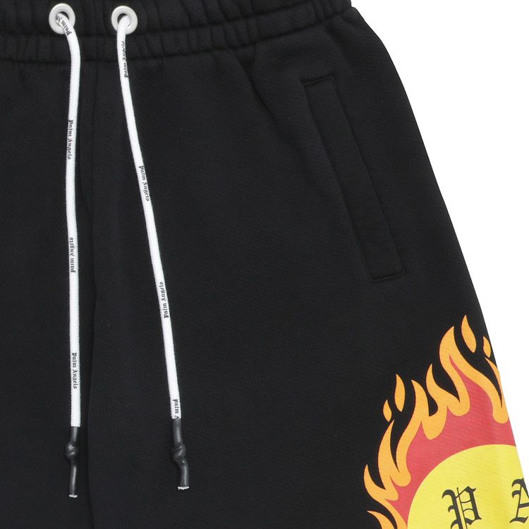 Palm Angels Burning Head Sweatshorts 'Black/Yellow'