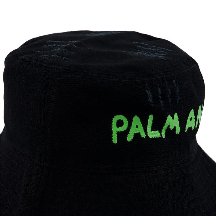 Palm Angels Seasonal Logo Bucket Hat 'Black/Green Fluo'