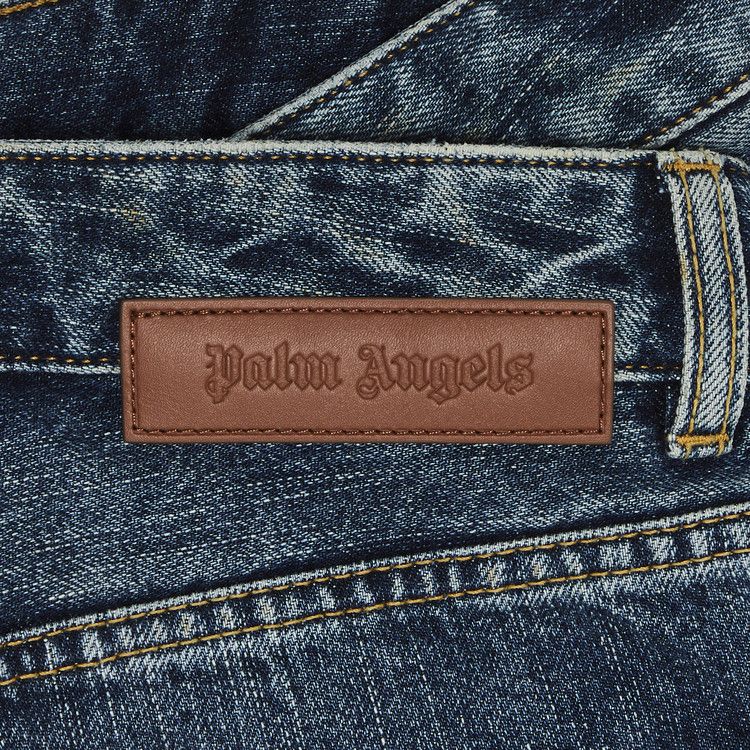Palm Angels Curved Logo Denim Shorts 'Blue/Light Blue'