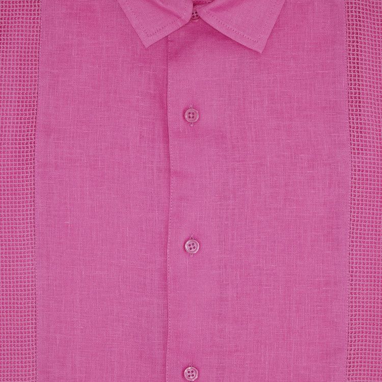 Supreme Mesh Panel Linen Short-Sleeve Shirt 'Pink'