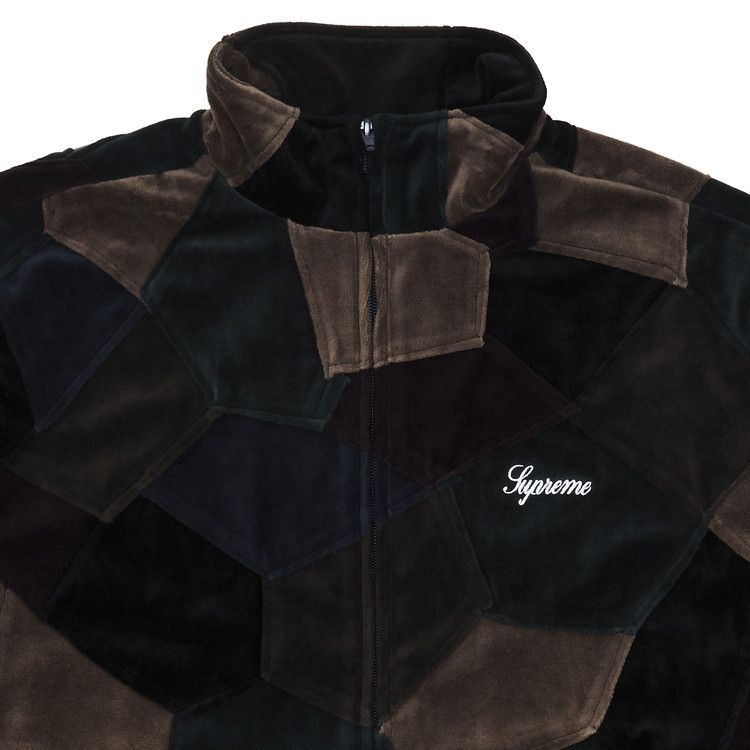 Supreme Patchwork Velour Track Jacket 'Dark Navy'