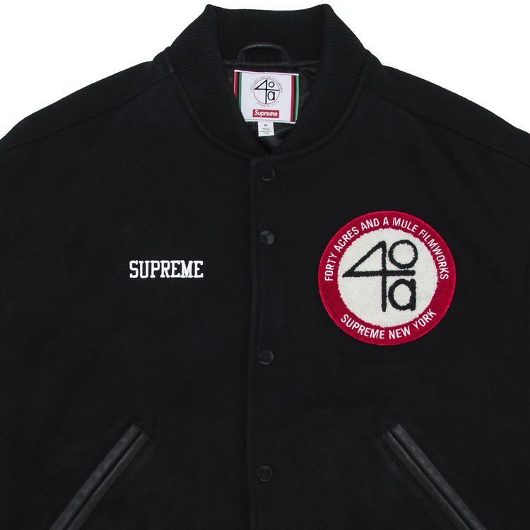 Supreme x 40 Acres Malcolm X Varsity Jacket 'Black'