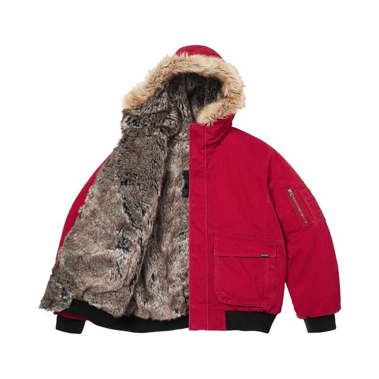 Supreme Reversible Faux Fur Hooded Work Jacket 'Red'
