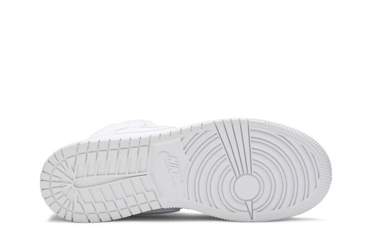 Air Jordan 1 Mid GS 'Triple White Tumbled Leather' 2020